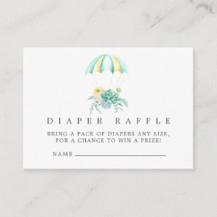 Floral Bouquet Parachute Baby Shower Diaper Raffle Enclosure Card
