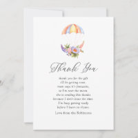 Floral Bouquet Parachute Baby Shower Thank You