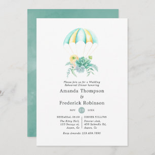 Floral Bouquet Parachute Rehearsal Dinner Invitation