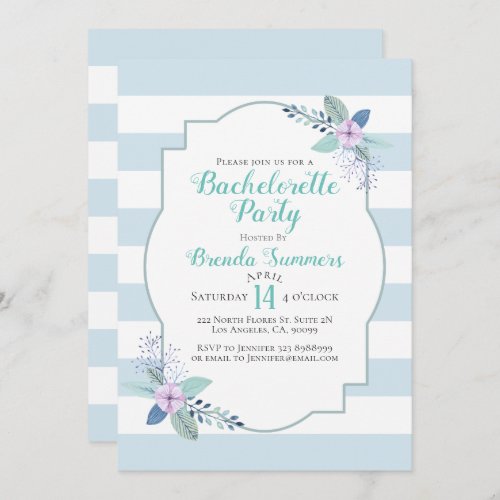 Floral Bouquet Pastel Stripes Bachelorette Invite