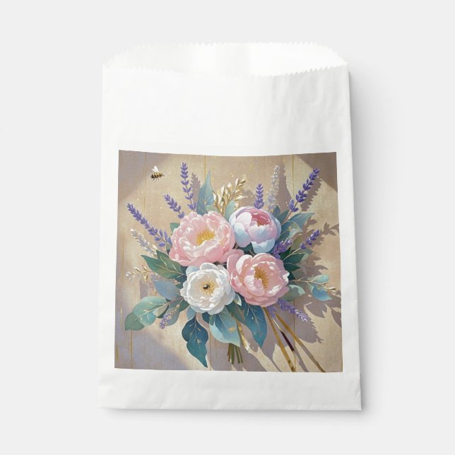 Floral Bouquet peonies lavender Favor Bag (Front)