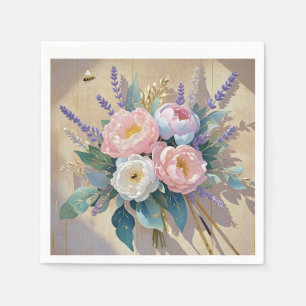 Floral Bouquet peonies lavender Napkins