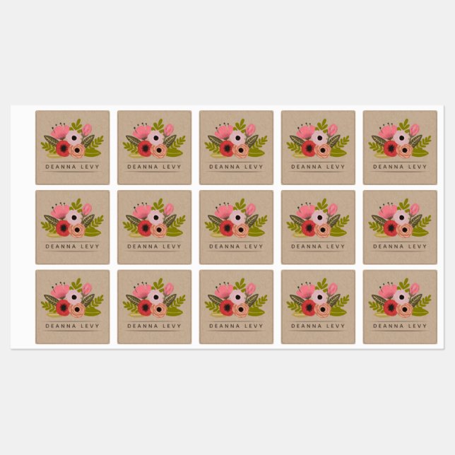 Floral Bouquet Personalized Editable Labels (Sheet)