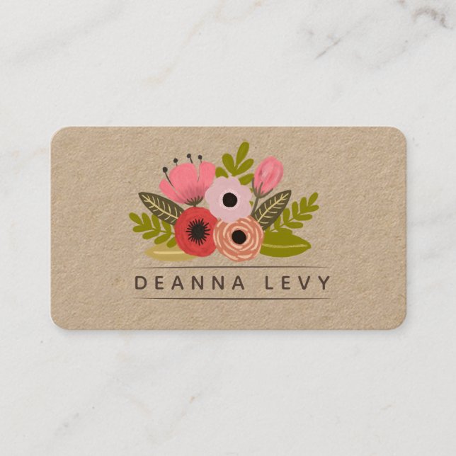 Floral Bouquet Personalized Editable Template Business Card (Front)