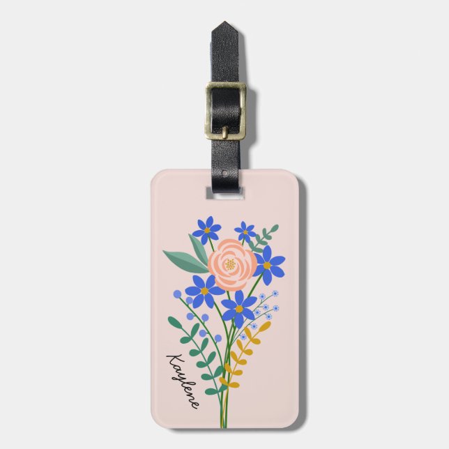 Floral Bouquet Personalized Luggage Tag (Front Vertical)