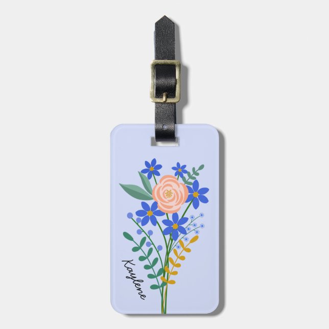 Floral Bouquet Personalized Luggage Tag (Front Vertical)