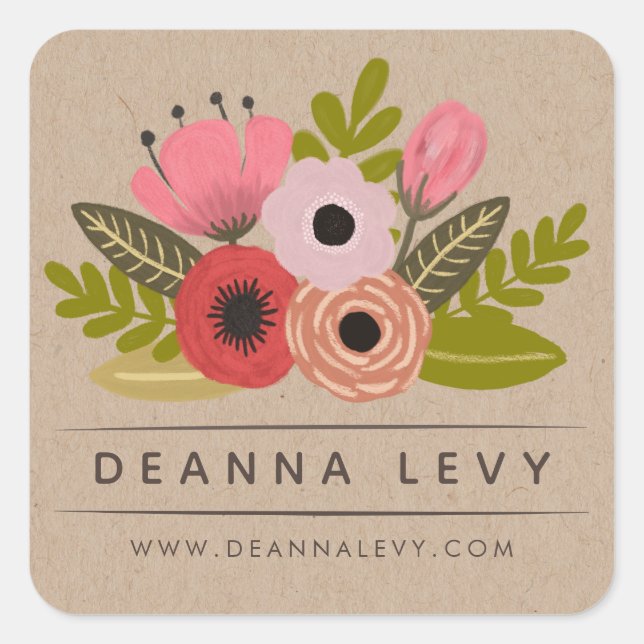 Floral Bouquet Personalized Name Book Stickers (Front)