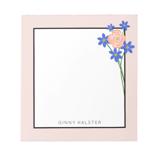 Floral Bouquet Personalized Notepad 5.5" x 6" (Front)