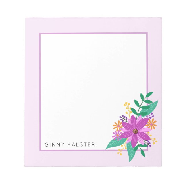 Floral Bouquet Personalized Notepad 5.5" x 6" (Front)