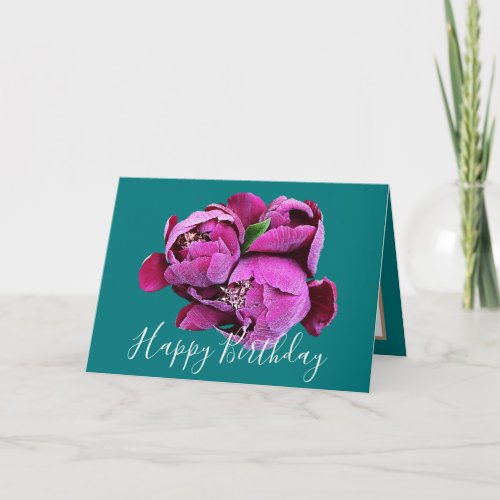 Floral Bouquet Pink Peonies Flower Girl Birthday Card