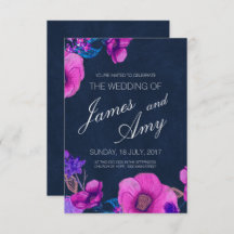 Floral Bouquet - Pink Purple - Wedding Invitation