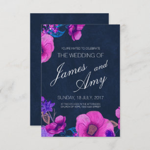 Floral Bouquet - Pink Purple - Wedding Invitation