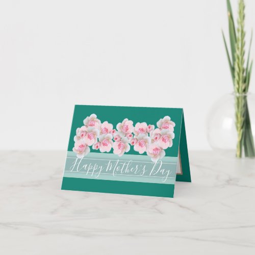 Floral Bouquet Pink Rose Bud Flowers Mothers Day Card