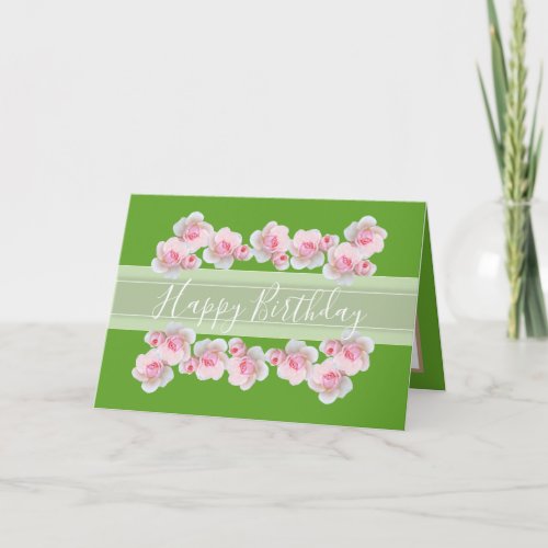 Floral Bouquet Pink Rose Flower Chic Girl Birthday Card