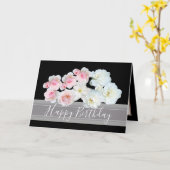Floral Bouquet Pink & White Roses Flowers Birthday Card (Yellow Flower)