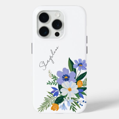 Floral Bouquet Purple Orange iPhone 15 Pro Case