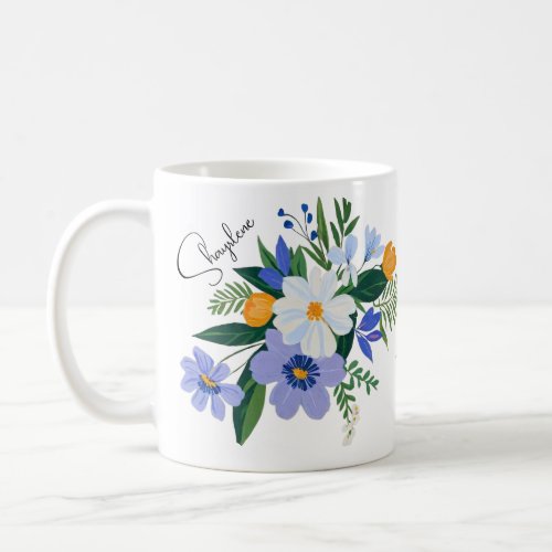 Floral Bouquet Purple Orange Coffee Mug