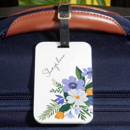 Floral Bouquet Purple Orange Luggage Tag