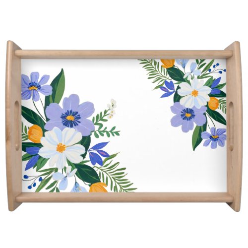 Floral Bouquet Purple Orange Serving Tray