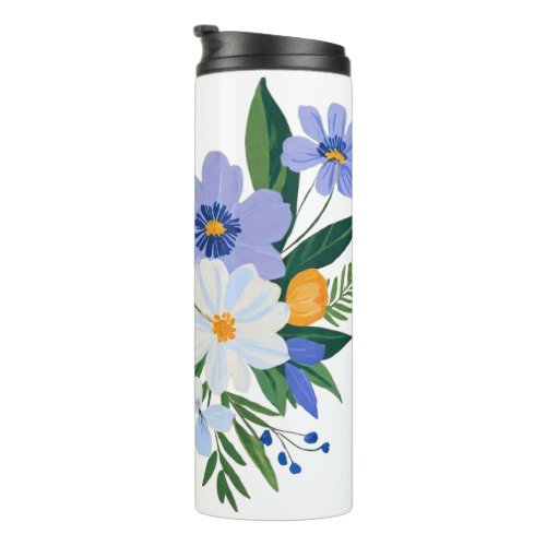 Floral Bouquet Purple Orange Thermal Tumbler