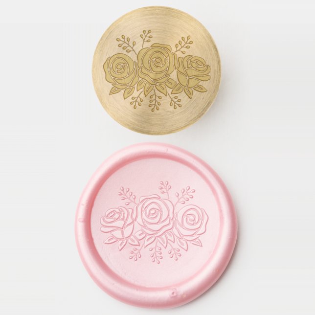 Floral Bouquet, Rose Flowers Posy V2 Wax Seal Stamp (Stamped)
