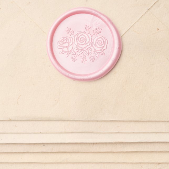 Floral Bouquet, Rose Flowers Posy V2 Wax Seal Sticker (Front)