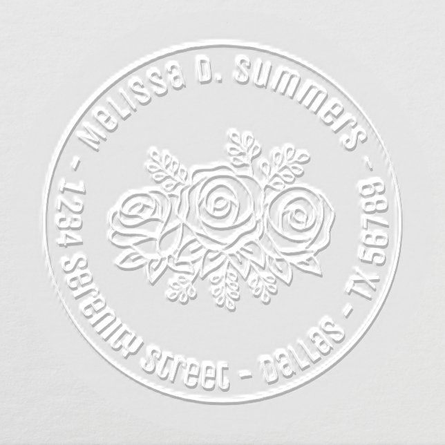 Floral Bouquet Rose Flowers Round Address V2 Embosser (Design)