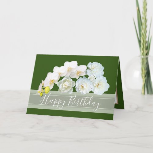 Floral Bouquet Roses Orchid Peony Flowers Birthday Card