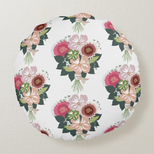 Floral Bouquet Round Pillow (Back)