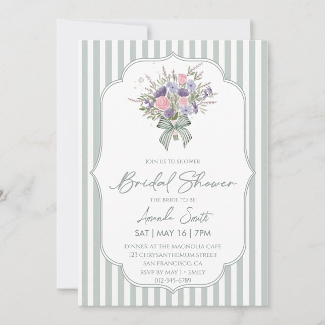  Floral Bouquet Spring Bridal Shower Invitation (Front)
