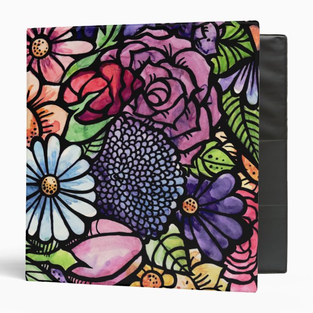 Floral Bouquet Spring Flower 3 Ring Binder (Front/Inside)