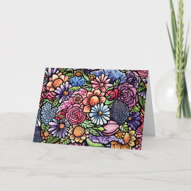Floral Bouquet Spring Flower Thank You Card (Front)