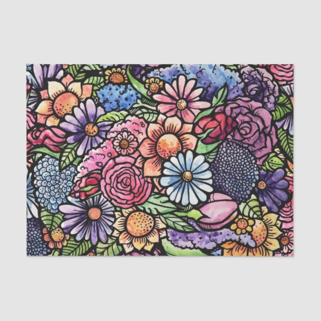 Floral Bouquet Spring Flower Tissue Paper (Front)