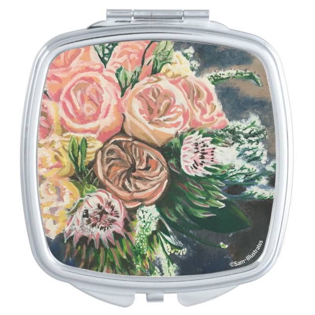 Floral Bouquet Square Compact Mirror (Front)