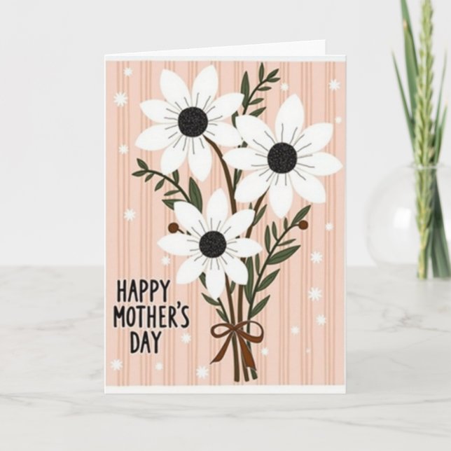 Floral Bouquet Stripe Mothers Day Card (Front)