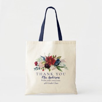 Floral Bouquet Teacher Thank You Class Gift Tote Bag by MaggieMart at Zazzle