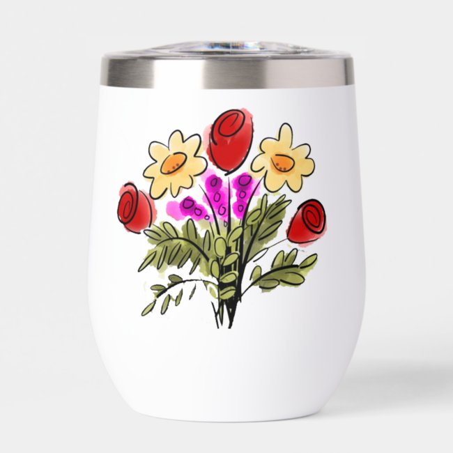 Floral Bouquet Thermal Stemless Wine Tumbler