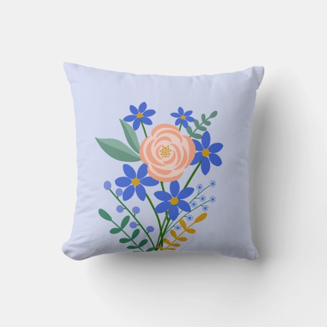Floral Bouquet Throw Pillow (Front)