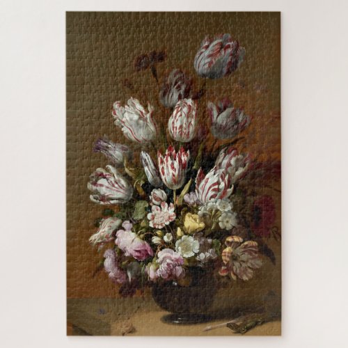 Floral Bouquet _ Vintage Dutch Fine Art Still Life Jigsaw Puzzle