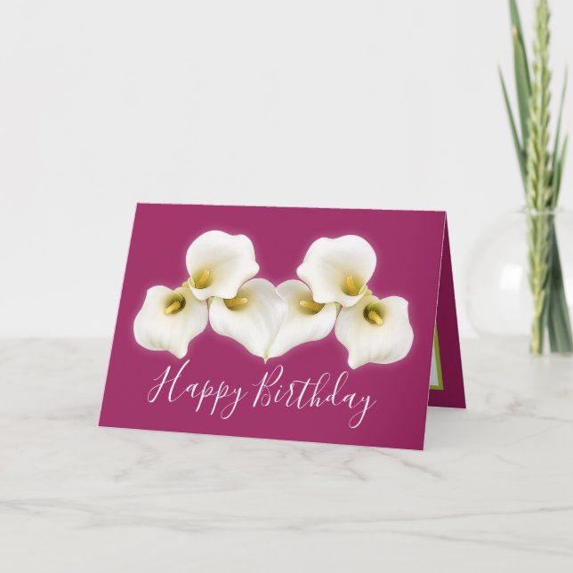 Floral Bouquet White Calla Lilies Floral Birthday Card (Front)