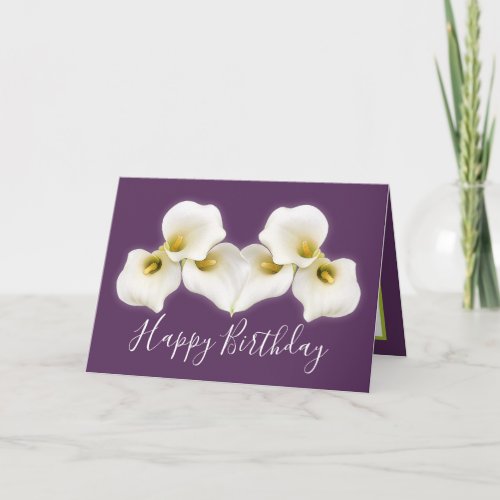 Floral Bouquet White Calla Lilies Floral Birthday Card