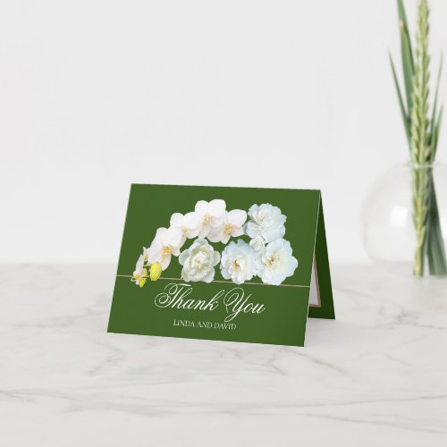 Floral Bouquet White Flowers Wedding Thank You 