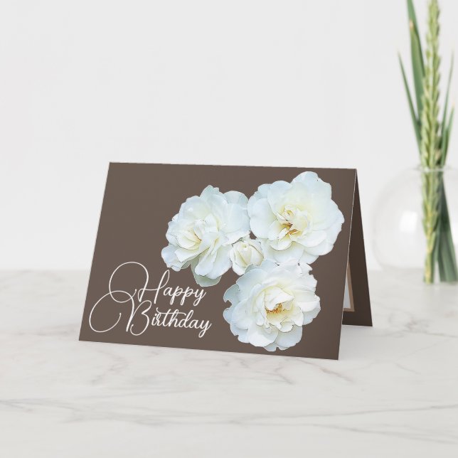 Floral Bouquet White Roses Flower Girl Birthday  Card (Front)