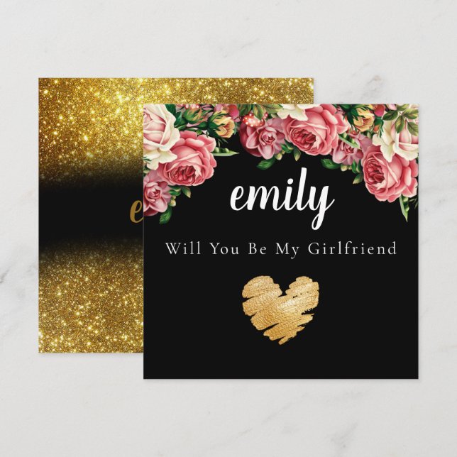Floral Bouquet Will You Be My Girlfriend Card (Front/Back)