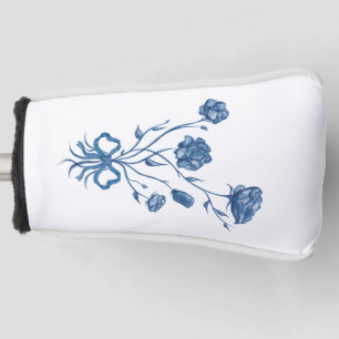 Floral Bouquet With Blue Bow Golf Head Cover