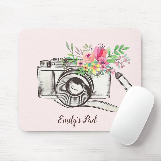 Floral Bouquet with Camera Mouse Pad (With Mouse)