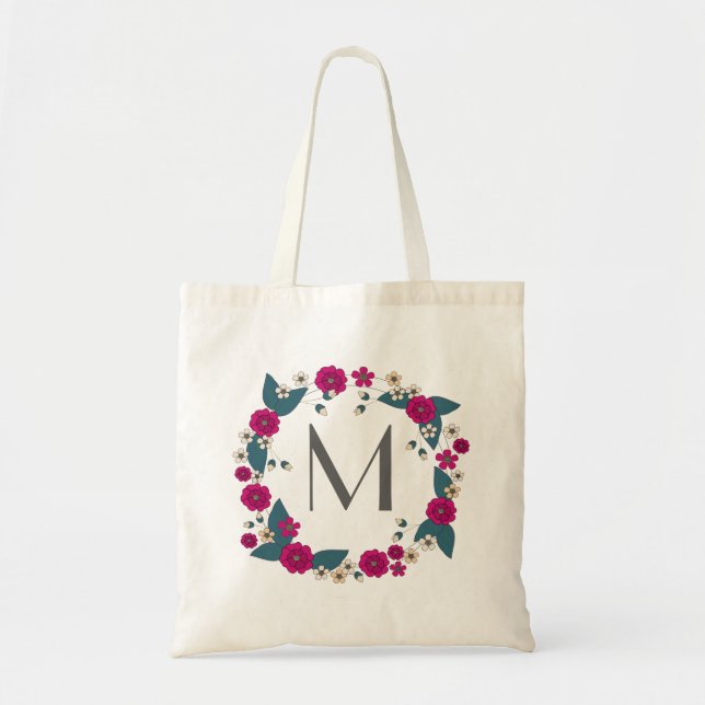Floral Bouquet wreath monogram Tote Bag (Front)