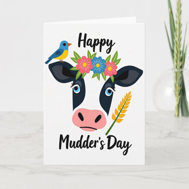 Floral Bovine Head Card (Front)