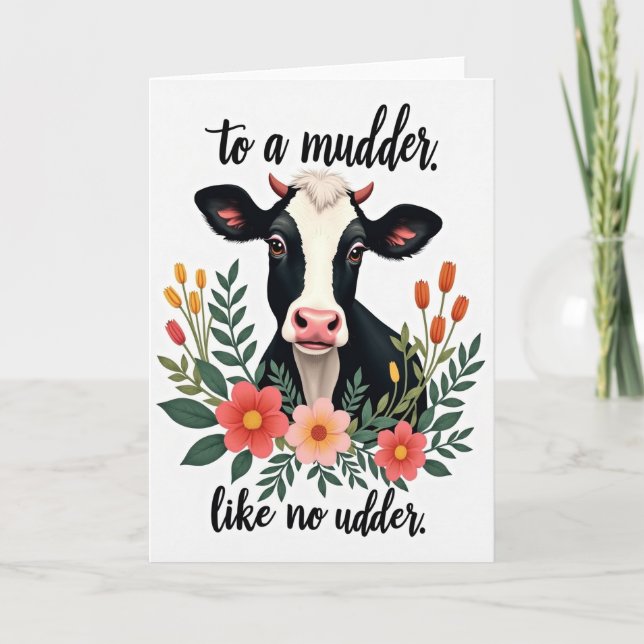 Floral Bovine Mothers Day Card (Front)