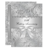 Floral & Bow 25th Wedding Anniversary Invite